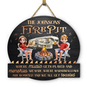 Gift For Couples, Gift For Husband, Gift For Wife, Camping, Campsite, Happy - Camping Firepit Couple Where Music Gets Played - Personalized Custom Shaped Wood Sign