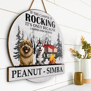 Gift For Couples,Dog Lovers,Dog Couple,Funny - Camping I Tripped Over The Dog - Personalized Custom Shaped Wood Sign