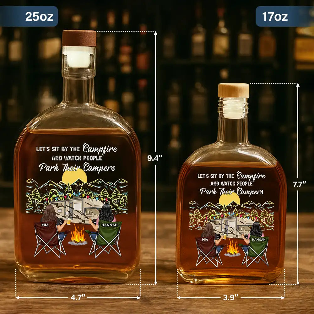 Camping, Campsite, Gift For Couples, Happy, Gift For Husband, Gift For Girlfriend, Gift For Boyfriend, Gift For Wife - Camping Partners For Life - Personalized Whiskey Bottle