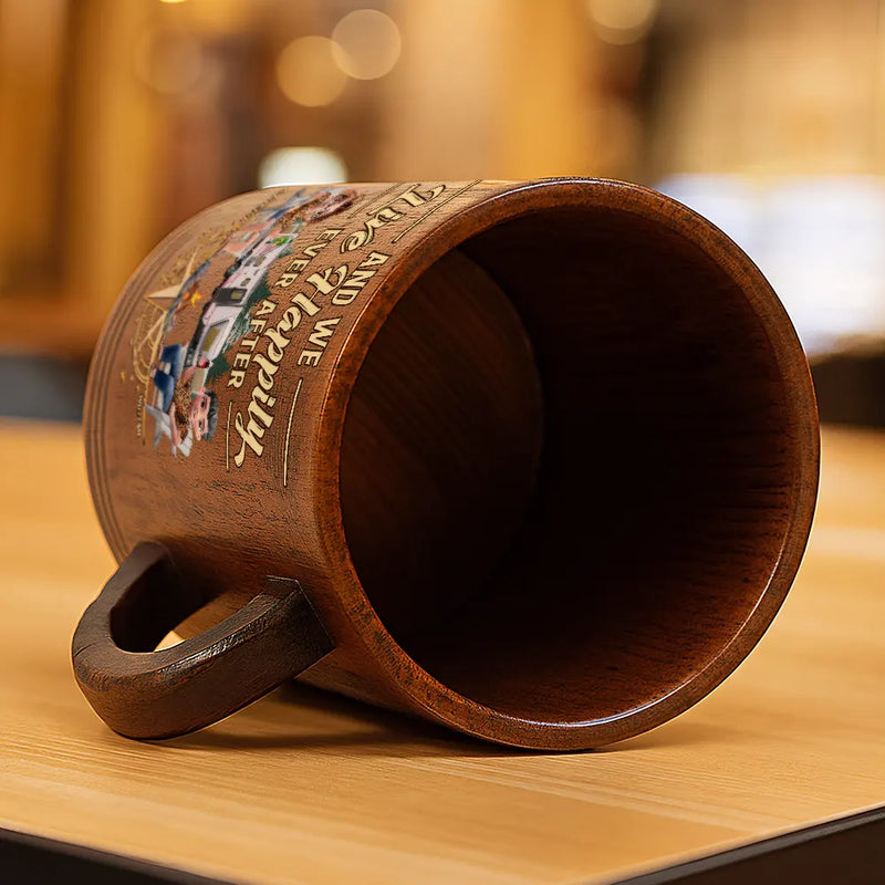 Camping,Campsite,Gift For Couples,Happy - Camping Partners For Life - Personalized Wooden Mug