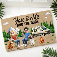 Camping,Campsite,Gift For Couples,Dog Couple,Pet Couple,Couple's Hobby,Happy - Camping You & Me And The Dogs - Personalized Coconut Doormat