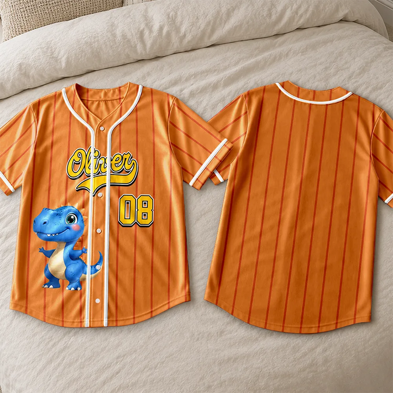Back To School, Gift For Kids, Playful, Icon - Cartoon Dinosaur Vehicles For Kids - Personalized Baseball Jersey Shirt