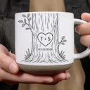 Top Market,Romantic,Gift For Couples,Icon - Carved Initials In A Heart Tree Couple - Personalized Pottery Mug