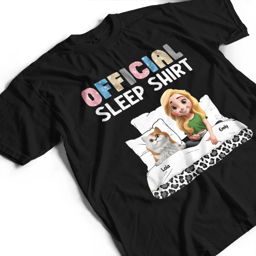 Gift For Women,Cat Lovers,Cat Mom,Pet Lovers,Pet Mom - Cat Mom Official Sleep Shirt - Personalized T Shirt
