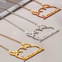 Cat Lovers,Cat Mom,Pet Lovers,Pet Mom,Love - Cat Ears Line Art With Custom Name - Personalized Letter Necklace