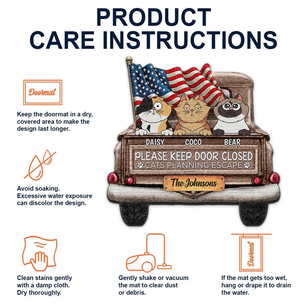 Pet Lovers,Cat Lovers,Happy - Cats Planning Escape Truck - Personalized Custom Shaped Doormat
