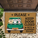 Cat Lovers, Pet Lovers, Dog Lovers, Funny, Independence Day - Cats Planning Escape Truck - Personalized Doormat