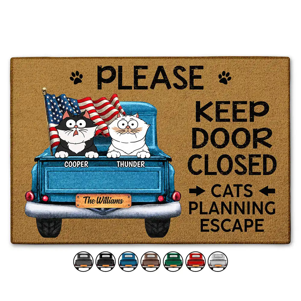 Cats Planning Escape Truck - Personalized Doormat
