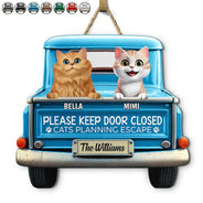 Cat Lovers,Pet Lovers,Pet Couple,Family - Cats Planning Escape Truck 3D Effect - Personalized Custom Shaped Wood Sign