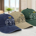 Gift For Yourself,Gift For Men,Gift For Grandpa,Gift For Father,Dog Dad,Cat Dad,Pet Dad,Gift For Mother,Gift For Grandma,Happy,Stick Figure,French - Ce Grand-Père Papa Appartient À - Casquette En Denim Vintage Délavé Personnalisée