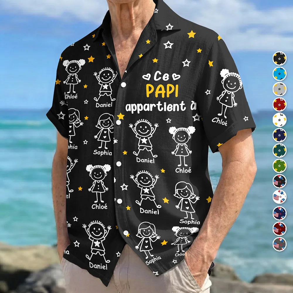 Ce Grand-Père Papa Appartient À - Chemise Hawaïenne Personnalisée