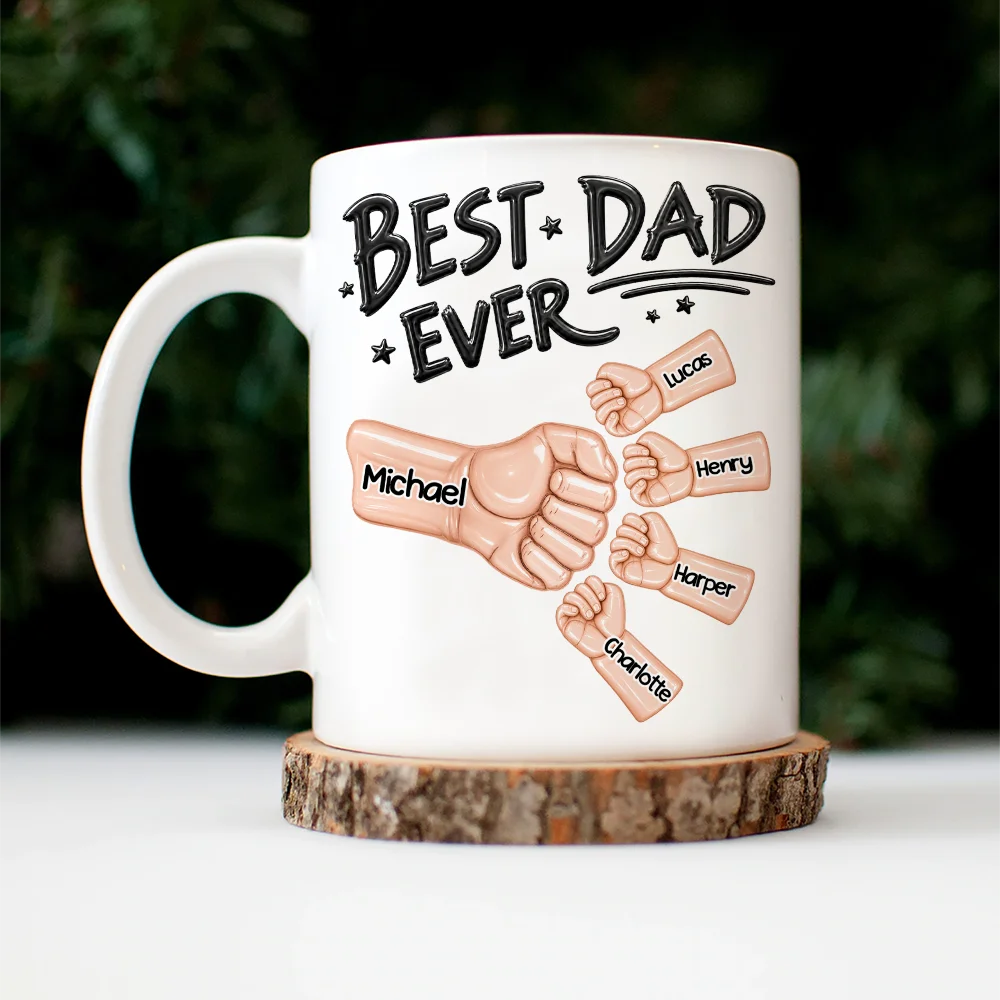 Gift For Father,Top Market,Gift For Grandpa,Afro Dad,Non-Eng,Icon,Confident - Ceramic Hand Punch Best Dad Ever - Personalized Mug