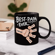 Gift For Father,Top Market,Gift For Grandpa,Afro Dad,Non-Eng,Icon,Confident - Ceramic Hand Punch Best Dad Ever - Personalized Mug