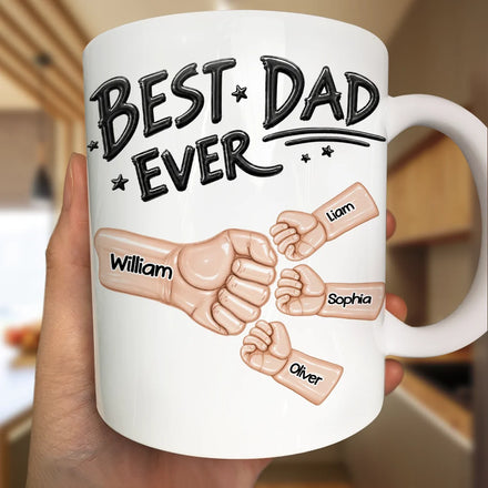 Ceramic Hand Punch Best Dad Ever - Personalized Mug