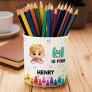 Gift For Kids,Happy - Characters Is For Kids - Personalized Rotating Pen Holder