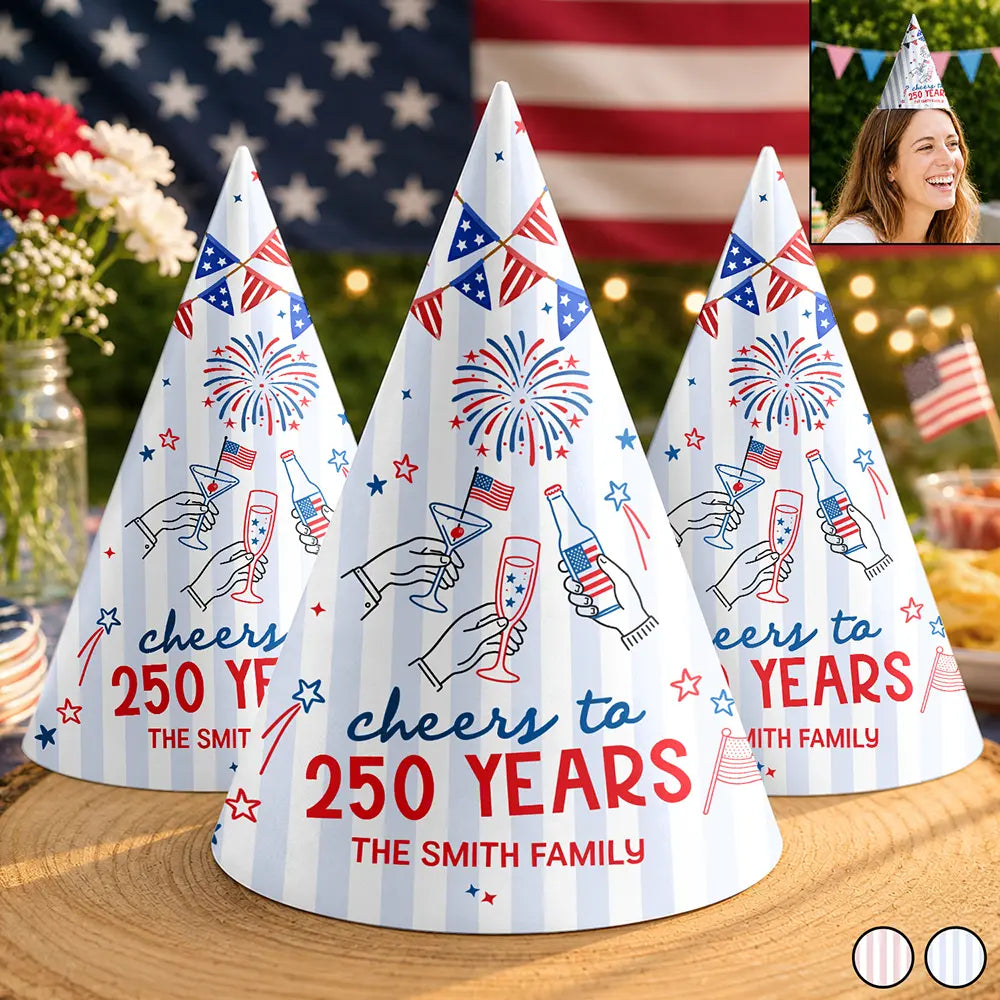 Cheers To 250 Years Anniversary - Personalized Party Hats