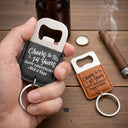 Gift For Couples, Gift For Husband, Gift For Boyfriend, Love, Gift For Men - Cheers To Our Anniversary - Personalized Leather Bottle Opener Keychain