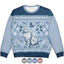 Pet Lovers, Pet Mom, Pet Dad, Cat Lovers, Cat Mom, Cat Dad, Christmas, Love - Chinoiserie Toile De Jouy Cat - Personalized Unisex Ugly Sweater