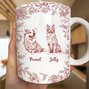 Dog Lovers,Pet Lovers,Happy - Chinoiserie Toile Dog - Personalized White Edge-to-Edge Mug