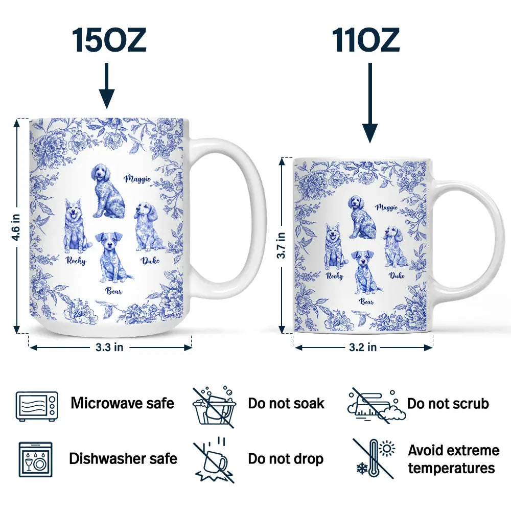Dog Lovers,Pet Lovers,Happy - Chinoiserie Toile Dog - Personalized White Edge-to-Edge Mug