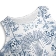 Gift For Yourself,Gift For Women,Dog Lovers,Dog Mom,Pet Lovers,Pet Mom,Happy,Summer - Chinoiserie Toile Dog Tropical Pattern - Personalized Sleeveless Tank Dress