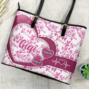 Gift For Mother,Gift For Grandma,Happy - Chinoiserie Toile Grandma Mom - Personalized Leather Tote Bag