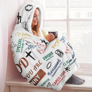 Gift For Yourself,Christian - Christian Bible Verse Affirmations - Personalized Wearable Hooded Blanket
