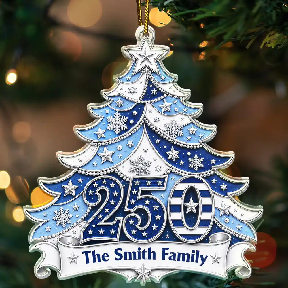 Independence Day,America 250th,Christmas,Proud,Family,Custom Text - Christmas Home For The Holidays - Personalized Custom Shaped Acrylic Ornament