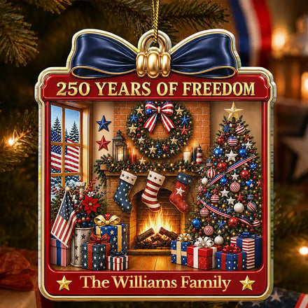 Christmas Patriotic Love For America - Personalized Custom Shaped Acrylic Ornament