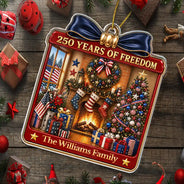 Independence Day,America 250th,Christmas,Proud,Family,Custom Text - Christmas Patriotic Love For America - Personalized Custom Shaped Acrylic Ornament