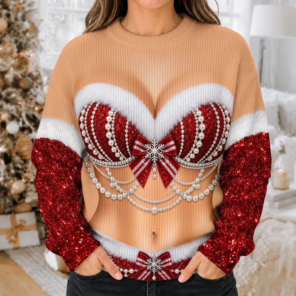 Top Market,Christmas,Humorous,Gift For Yourself,Gift For Women,Icon - Christmas 3D Sexy Body Wife Sisters - Personalized Unisex Ugly Sweater