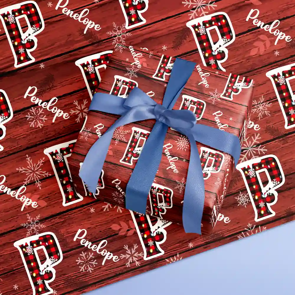 Family,Gift For Bestie,Happy - Christmas Alphabet For Family Friend - Personalized Wrapping Paper