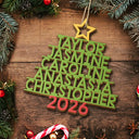 Christmas Color Tree Family Name - Gift For Family, Besties, Coworker - Personalized Wooden Cutout Ornament
