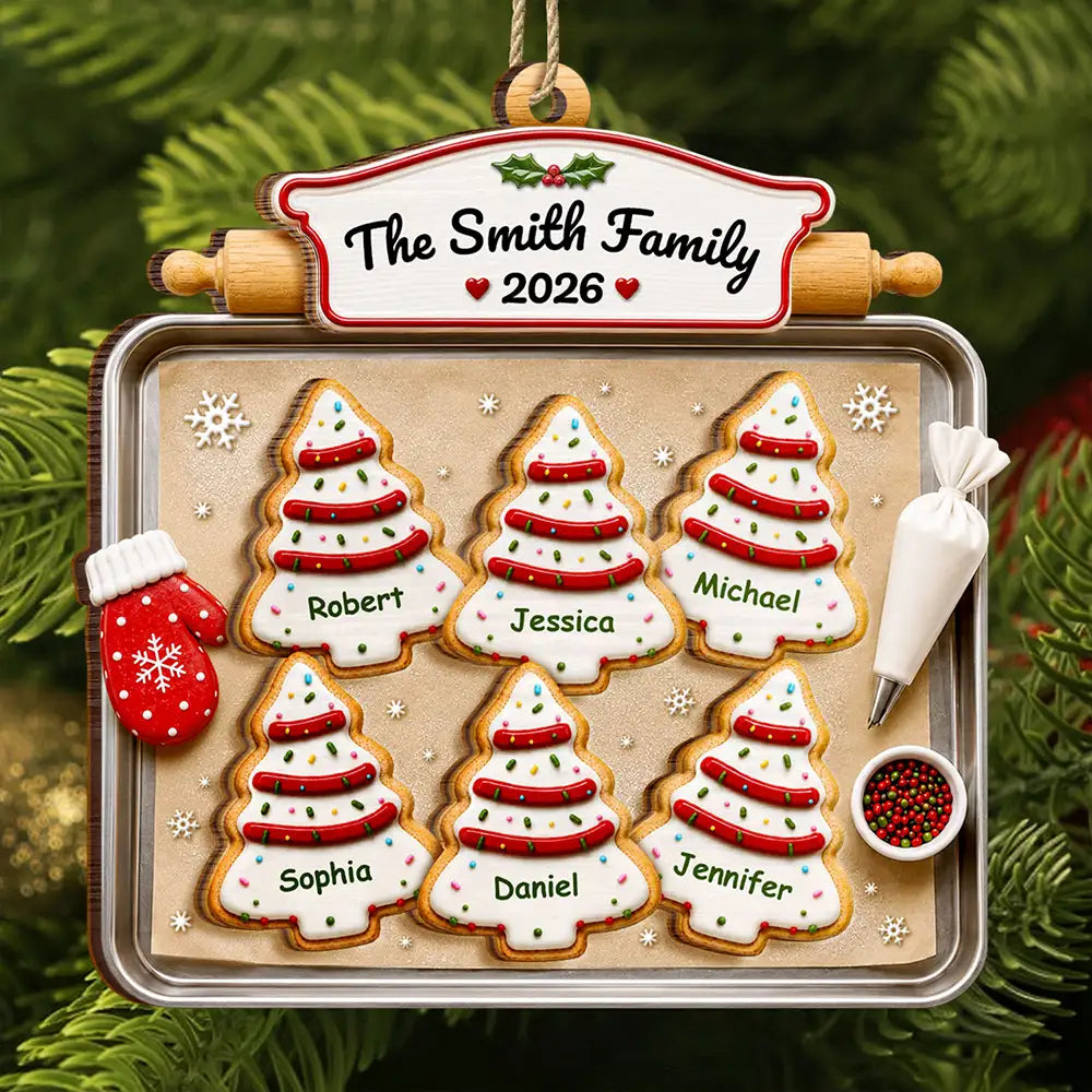Christmas Cookies Family - Personalized 2-Layered Wooden Ornament