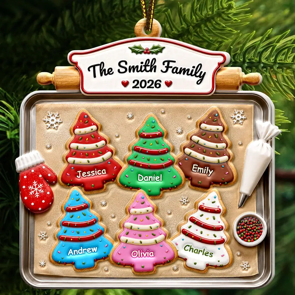 Sentimental,Christmas,Family,Icon - Christmas Cookies Family - Personalized Embossed Ornament