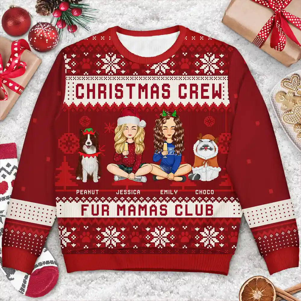 Gift For Couples,Gift For Husband,Gift For Wife,Gift For Boyfriend,Gift For Girlfriend,Parents,Gift For Women,Gift For Men,Gift For Mother,Gift For Father,Gift For Grandpa,Gift For Grandma,Family,Pet Lovers,Pet Mom,Pet Dad,Pet Couple,Dog Lovers,Dog Mom,Dog Dad,Dog Couple,Cat Lovers,Cat Mom,Cat Dad,Cat Couple,Gift For Sibling,Gift For Sisters,Gift For Brothers,Gift For Bestie,Christmas,Happy - Christmas Crew Family With Dog Cat - Personalized Unisex Ugly Sweater