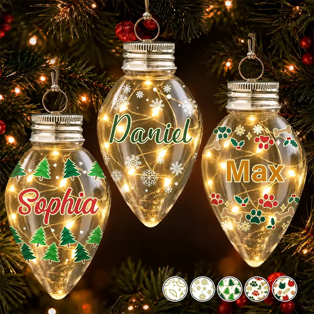 Christmas Decoration For Family - Personalized Ornament With Name Chili Bulb LED Light