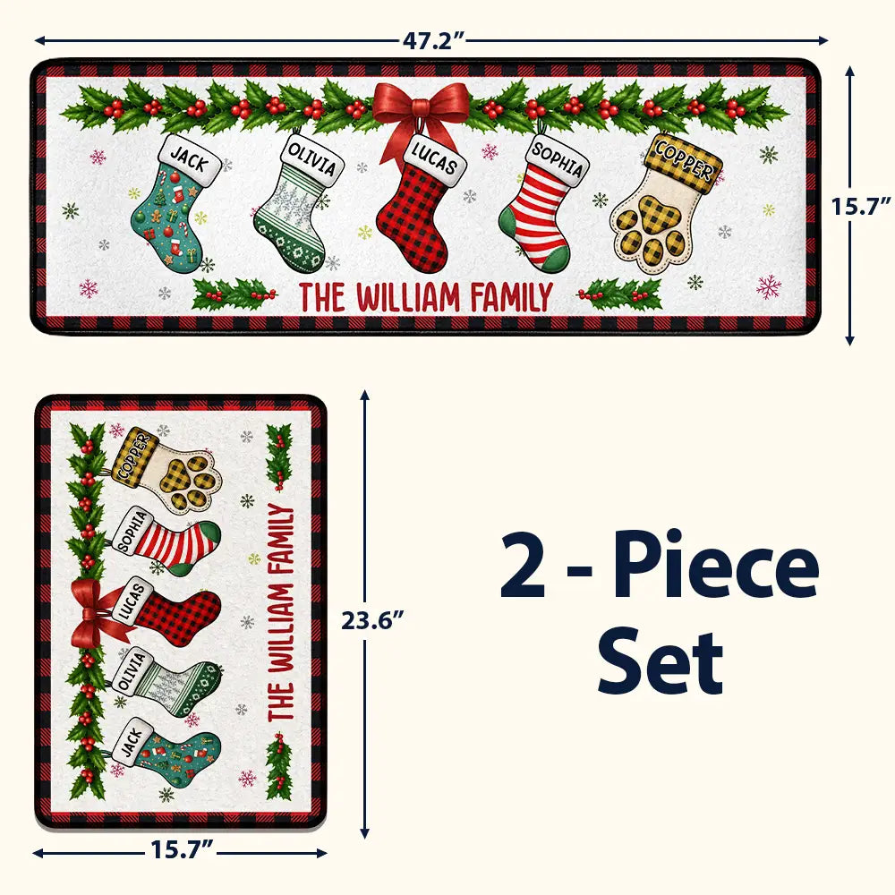 Top Market,Sentimental,Christmas,Family,Icon - Christmas Family Stockings With Names - Personalized Runner Rug