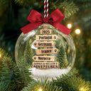 Christmas,Travel,Gift For Yourself,Gift For Couples,Happy - Christmas Ornament Travel Sign Post - Personalized 3D Acrylic Ball Ornament