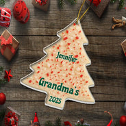 Family,Gift For Bestie,Happy,Christmas - Christmas Peppermint Bark Tree Custom Names - Personalized Custom Shaped Acrylic Ornament