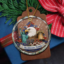 Independence Day,America 250th,Christmas,Proud,Family,Custom Text - Christmas Proud America Family 250th Anniversary - Personalized Circle Glass Ornament