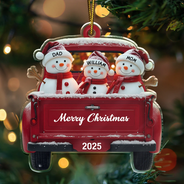 Christmas,Family,Parents,Gift For Kids,Happy - Christmas Snowman Family - Personalized Custom Shaped Acrylic Ornament