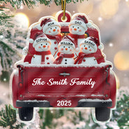 Christmas,Family,Parents,Gift For Kids,Happy - Christmas Snowman Family - Personalized Custom Shaped Acrylic Ornament