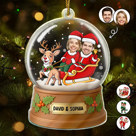 Christmas Together In Holiday Costume - Personalized Custom Shaped Acrylic Ornament