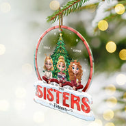 Gift For Bestie,Gift For Sisters,Love,Christmas - Christmas Tree Besties Sisters Forever - Personalized Custom Shaped Acrylic Ornament