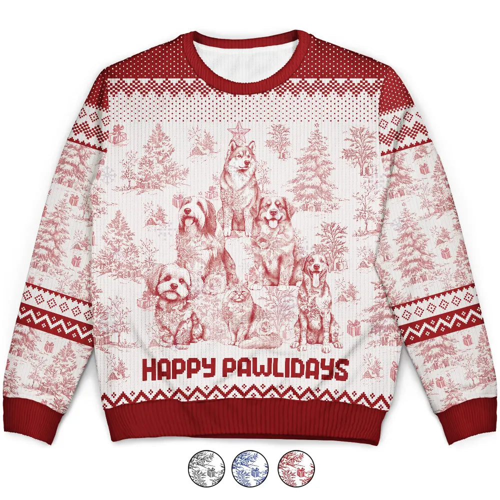 Christmas Tree Dog Cat Toile - Personalized Unisex Ugly Sweater