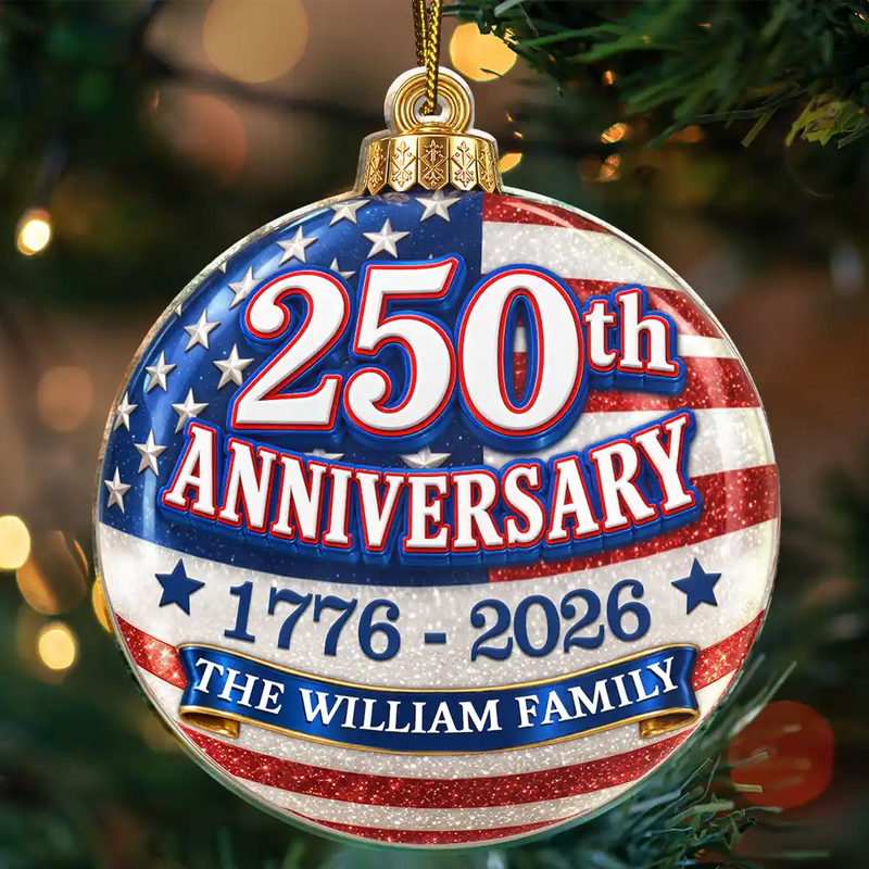 Independence Day,America 250th,Christmas,Proud,Family,Custom Text - Christmas United In Love And Liberty - Personalized Custom Shaped Acrylic Ornament