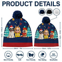 Pet Lovers,Pet Mom,Pet Dad,Happy,Dog Lovers,Dog Mom,Dog Dad - Christmas Woman Man And Dogs 3D Effect - Personalized Bobble Beanie Hat