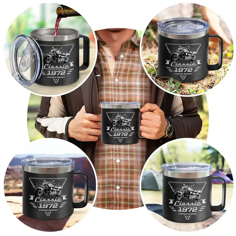 Gift For Father,Custom Photo,Proud,Remove BG Photo - Custom Photo Classic Car Limited Edition - Personalized 14oz Stainless Steel Tumbler With Handle