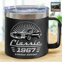 Gift For Father,Custom Photo,Proud,Remove BG Photo - Custom Photo Classic Car Limited Edition - Personalized 14oz Stainless Steel Tumbler With Handle